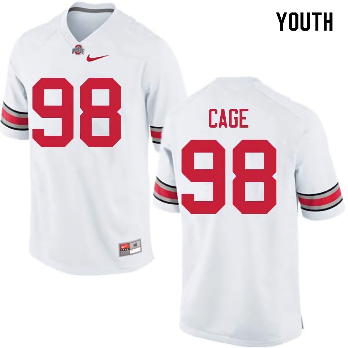 Jerron Cage Ohio State Buckeyes Youth NCAA #98 Nike White College Stitched Football Jersey MGX7156GF